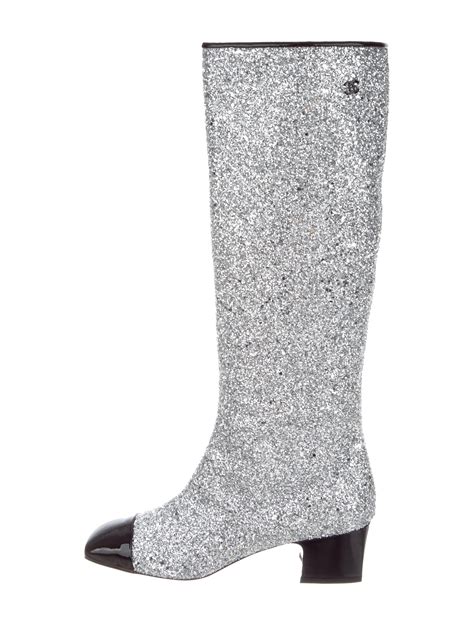 chanel glitter knee boots|chanel clothing store.